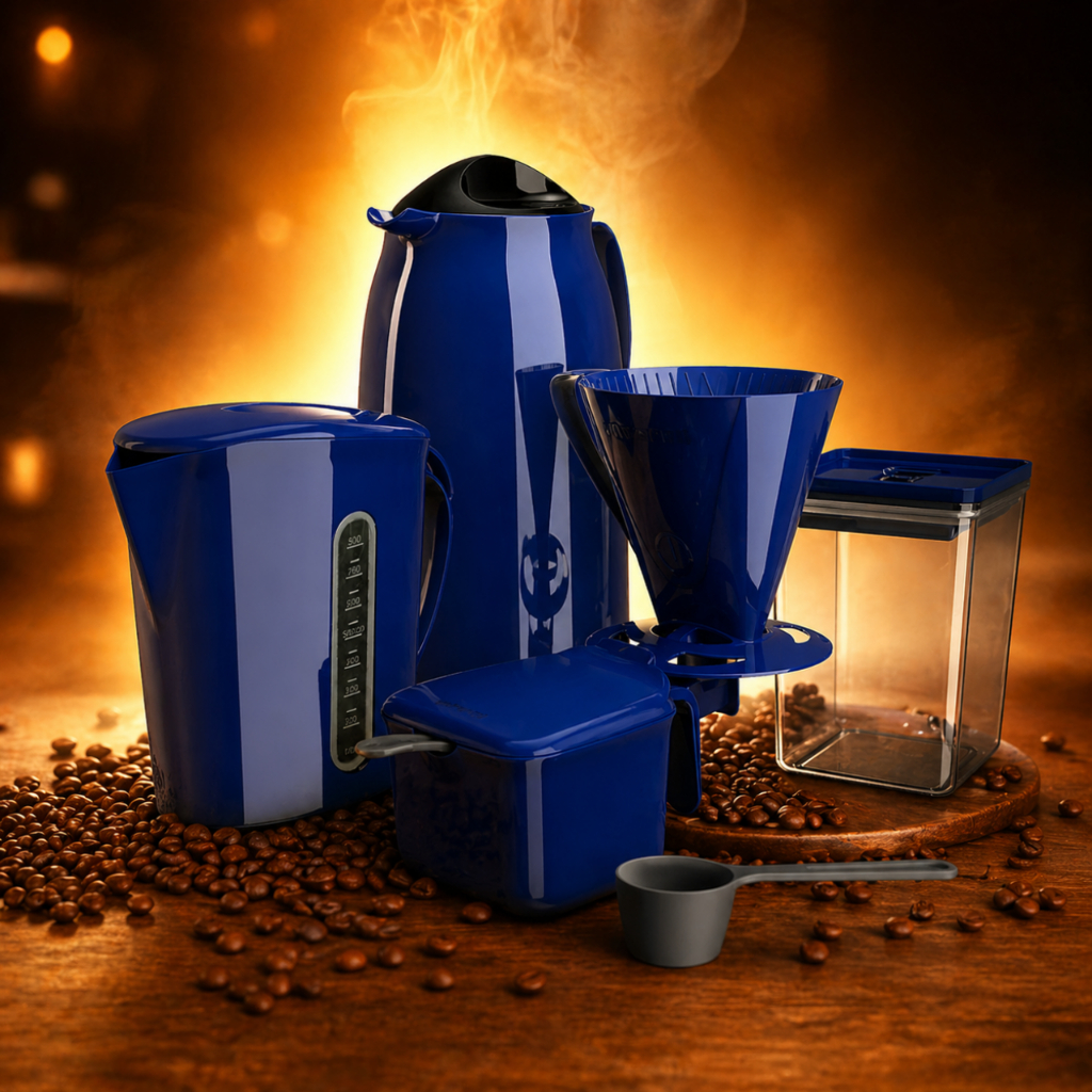 Kit Café Unitermi 1L Garrafa Térmica Eco Leiteira Filtro Açucareiro Chá Leite Cozinha e Casa Prático