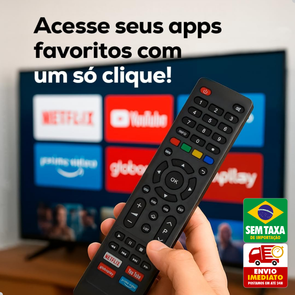 Controle Remoto Compatível Philco Smart TV Netflix YouTube Prime Globoplay Substituto — imagem 2 de 2