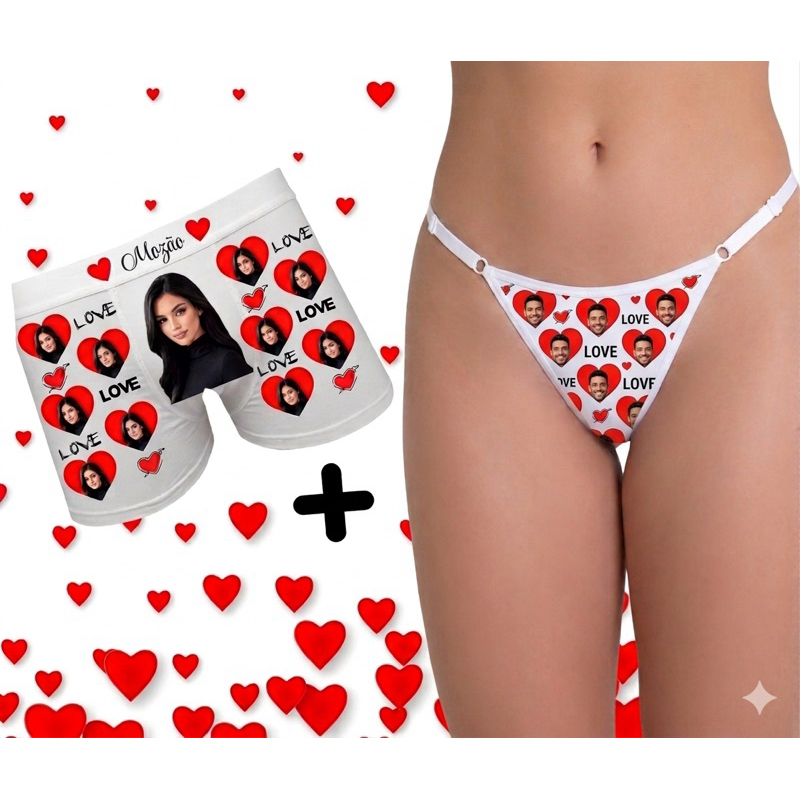 Calcinha Personaliza com foto e nome lKit Cueca e Calcinha lSurpresa Criativa para as mulheres usarem lSensual,engraçado