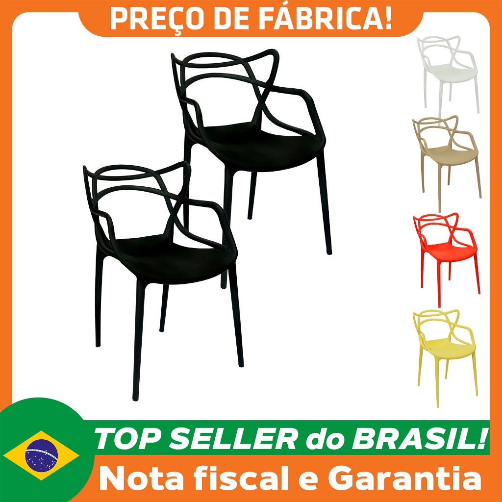 Kit 2 Cadeiras Allegra Design Cozinha Sala de Estar Jantar Empilhável