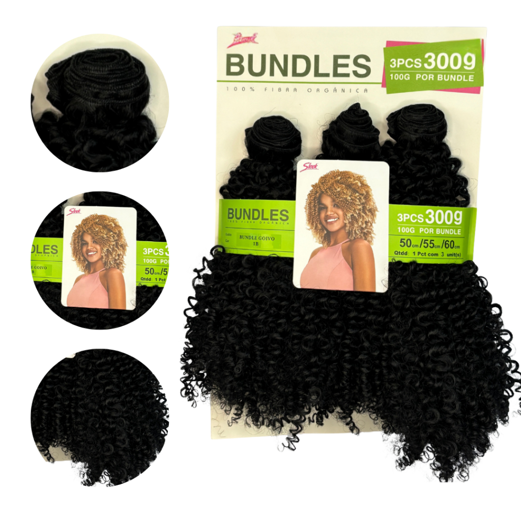 Cabelo Orgânico na Tela Sleek Bundles Pacotão 300g Goivo Cacheado