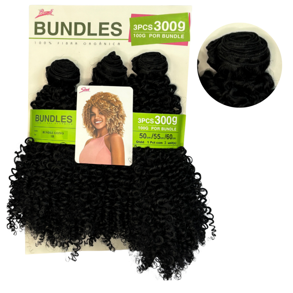 Cabelo Cacheado Sleek Goivo Orgânico Bundles Pacotão 300g na Tela