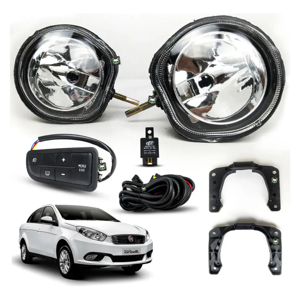 Kit Farol de Milha SHOCKLIGHT FIAT GRAND SIENA  2012 a 2017 Botão Modelo Original