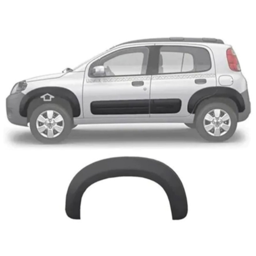 Kit Moldura Paralama Dianteiro Novo Uno Way 2010 A 2014 Cinza - Par ou Unidade