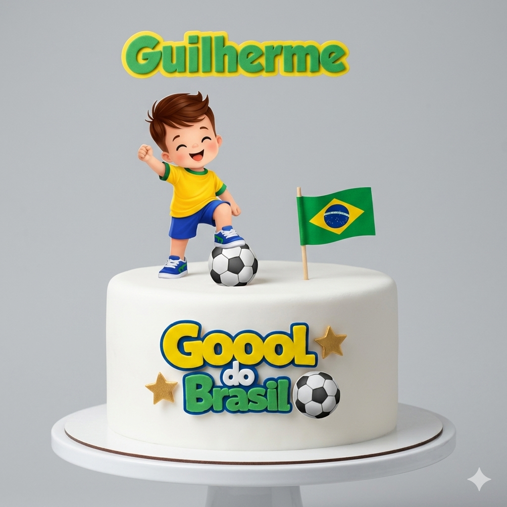 Topo de Bolo copa do mundo- Brasil Futebol Personalizado Nome e Idade - Seleção Brasileira Menino ou menina