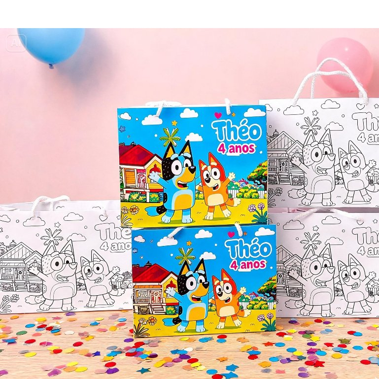 30 Sacolinhas BLUEY E BINGO personalizadas/Lembrancinha/Mimos/Lancheira/Aniversário/PEGUE E MONTE