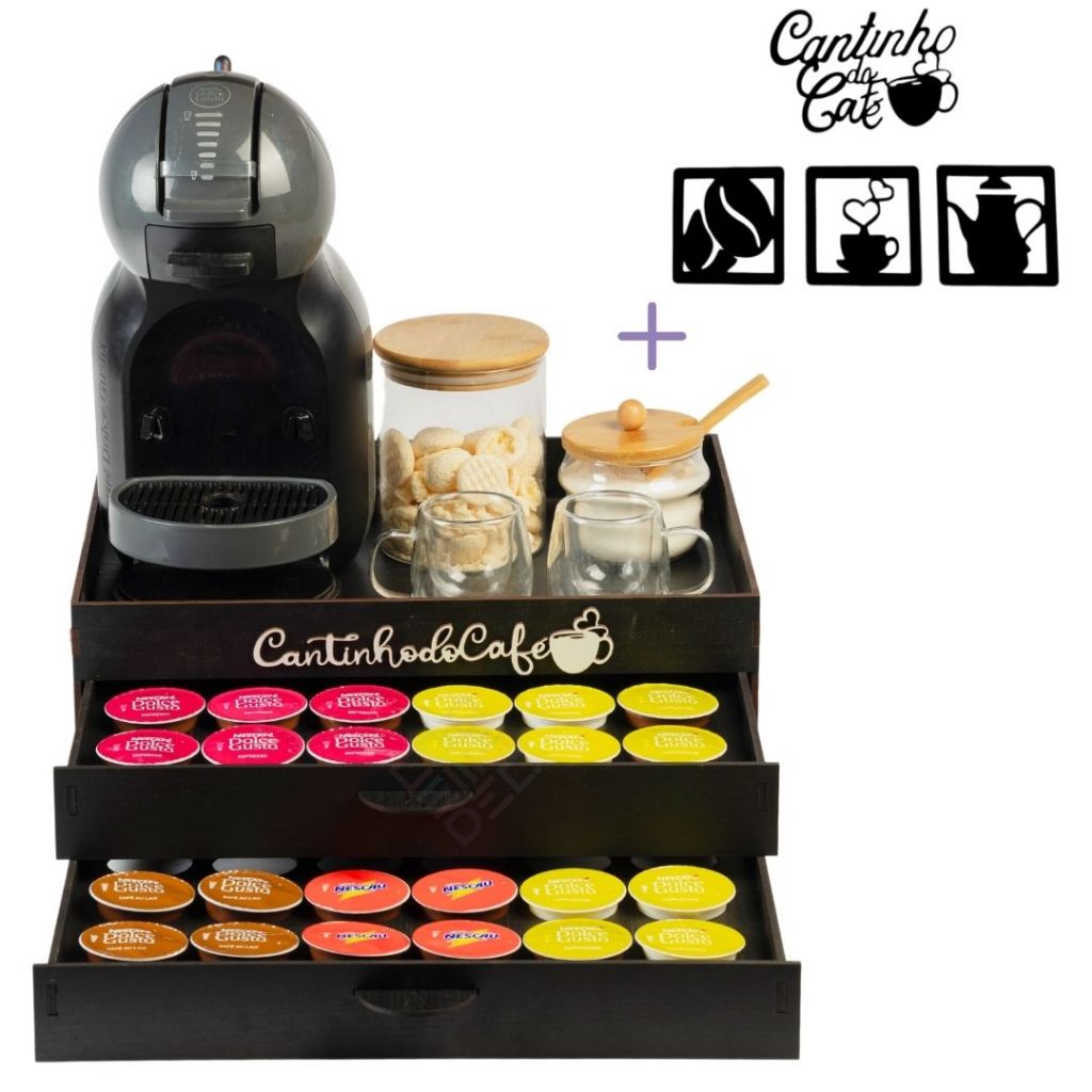 Bandeja Porta 48 Capsulas Dolce Gusto Suporte Organizador Cafeteira Cantinho Café MDF Casa Cozinha