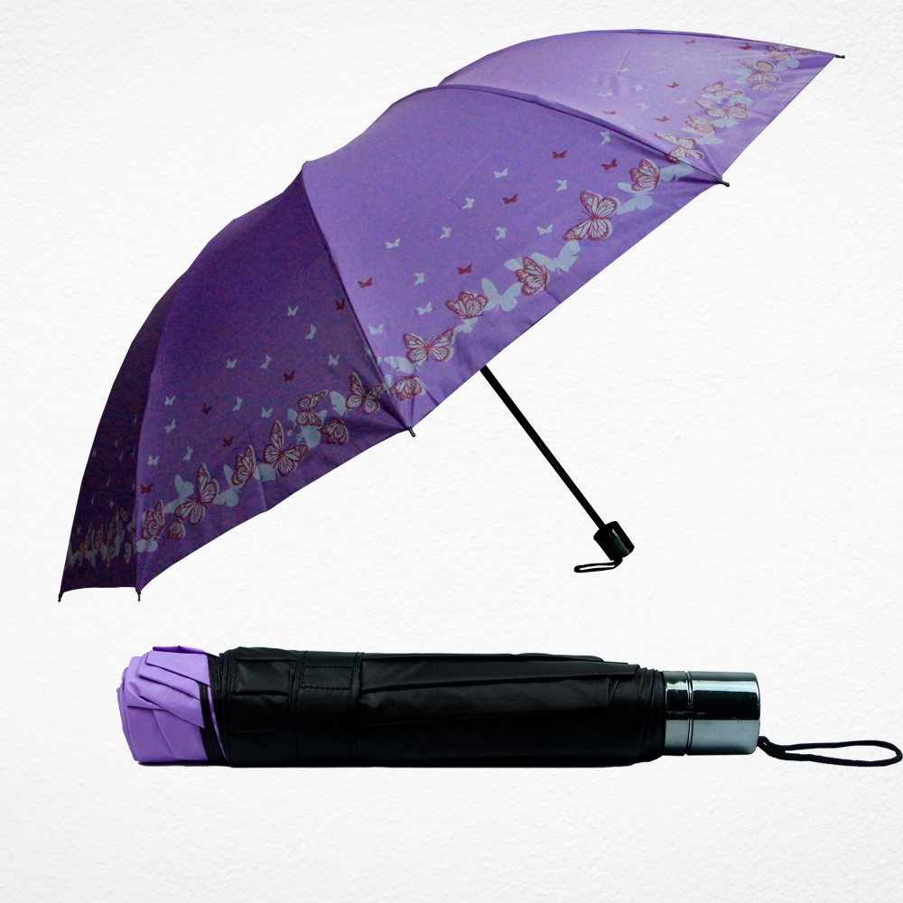 Guarda-chuva Dobrável Proteção UV Borboletas 130cm