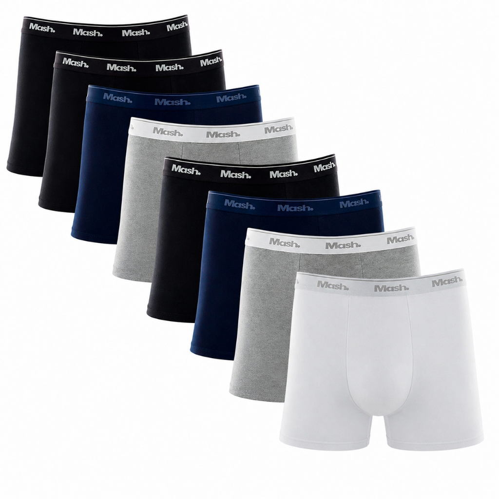 Kit 8 Cuecas Sortidas Boxer com Elástico Adulto Básico Algodão Mash