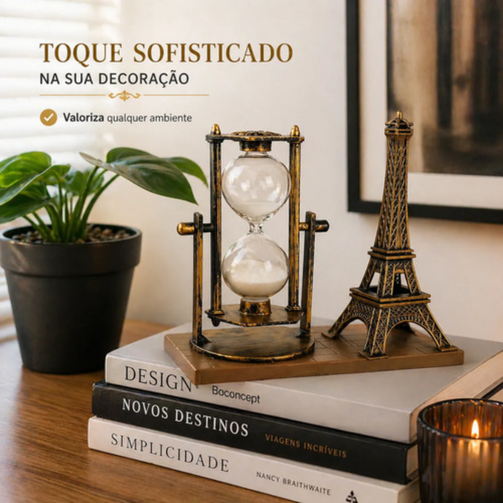 Ampulheta Torre Eiffel Decorativa Vintage Minimalista Retro Decoração Casa sala Escritório
