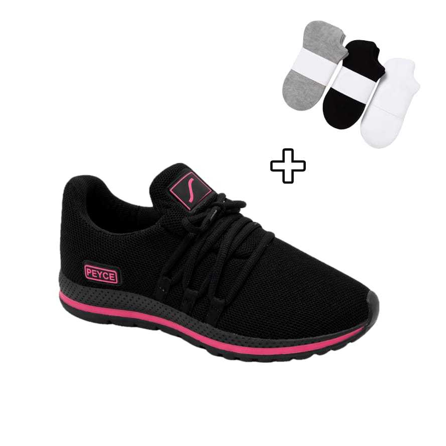 Kit Tênis Feminino Barato Leve Casual Academia Caminha + Meia