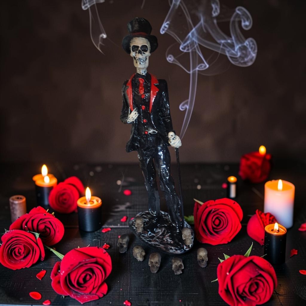 Estatueta Exu Caveira 27cm com 7 Caveirinhas em Resina – Peça Religiosa Poderosa