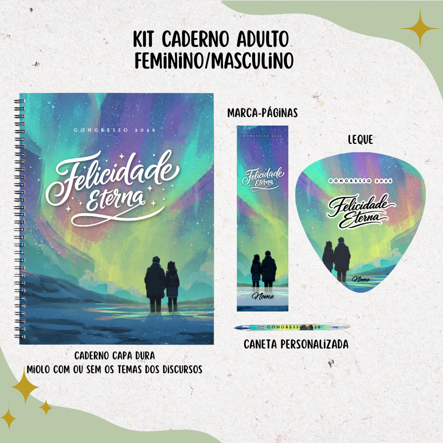 Agenda Caderno Congresso Felicidade Eterna 2026 JW Testemunhas de Jeová - Personalizado