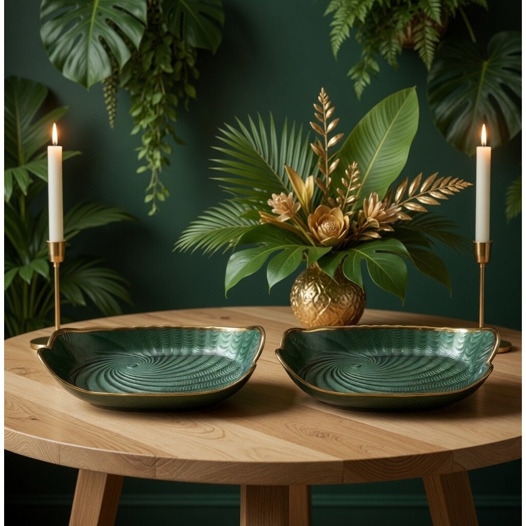 Conjunto de Pratos Decorativos em Vidro Luxo – Design Moderno e Sofisticado