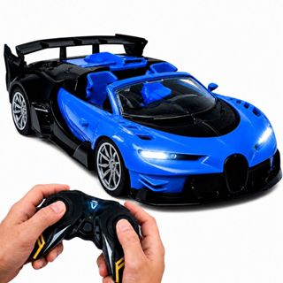 Brinquedo Carrinho de Controle Remoto Esportivo Sem Fio Rápido Acende Farol Ferrari Bugatti