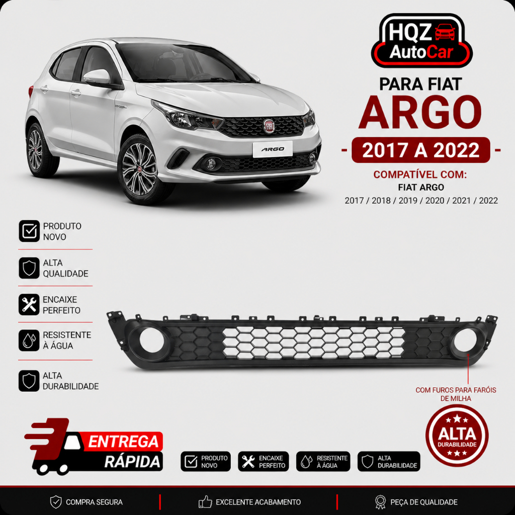 Grade Central Parachoque Argo 2017 a 2022 C/Encaixe p/Friso