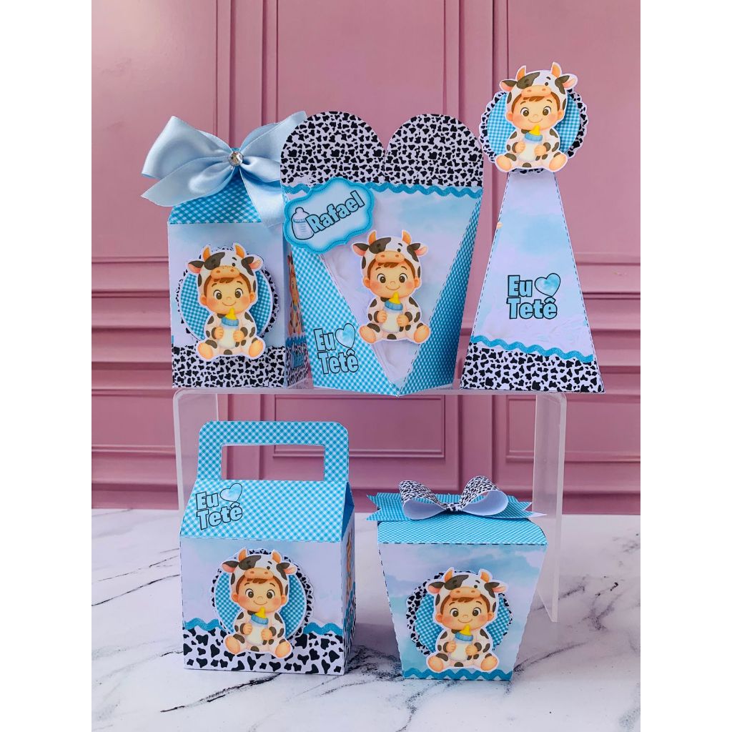 Kit Semimontado Meu Primeiro Tetê  menino Personalizado Festa Infantil Caixinhas Lembrancinhas
