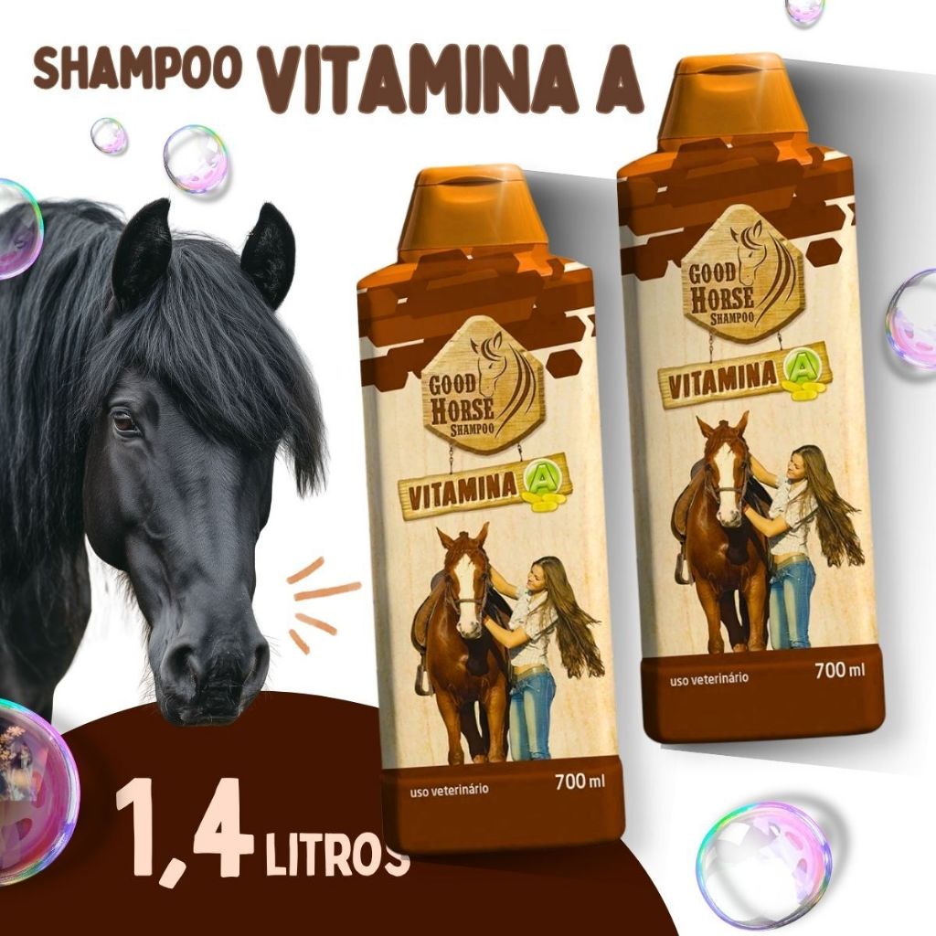 Kit com 2 Shampoo Good Horse Para Cavalo Vitamina A - 700 ML