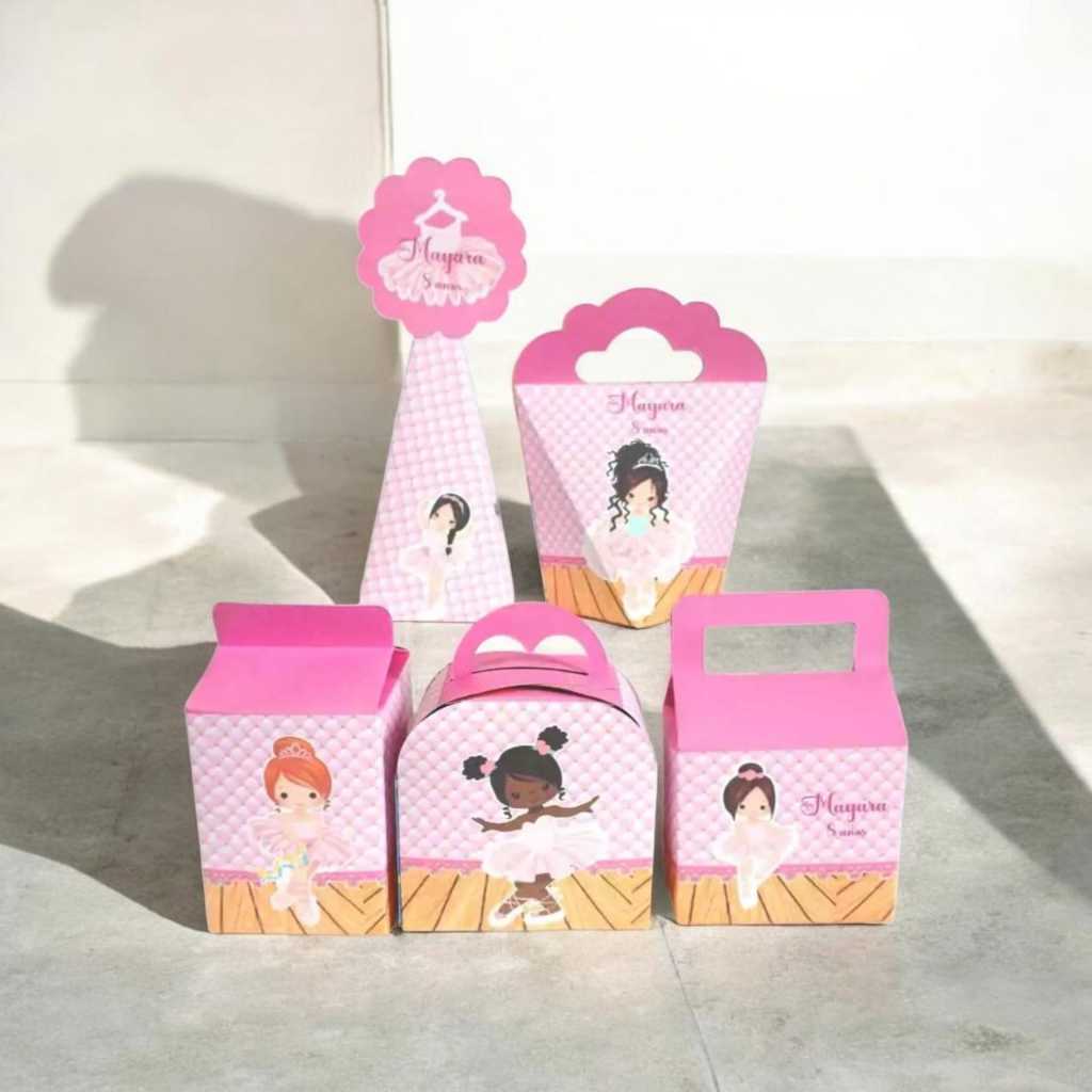 Kit Caixinhas Personalizadas Bailarina Festa Aniversário Lembrancinhas Personalizados