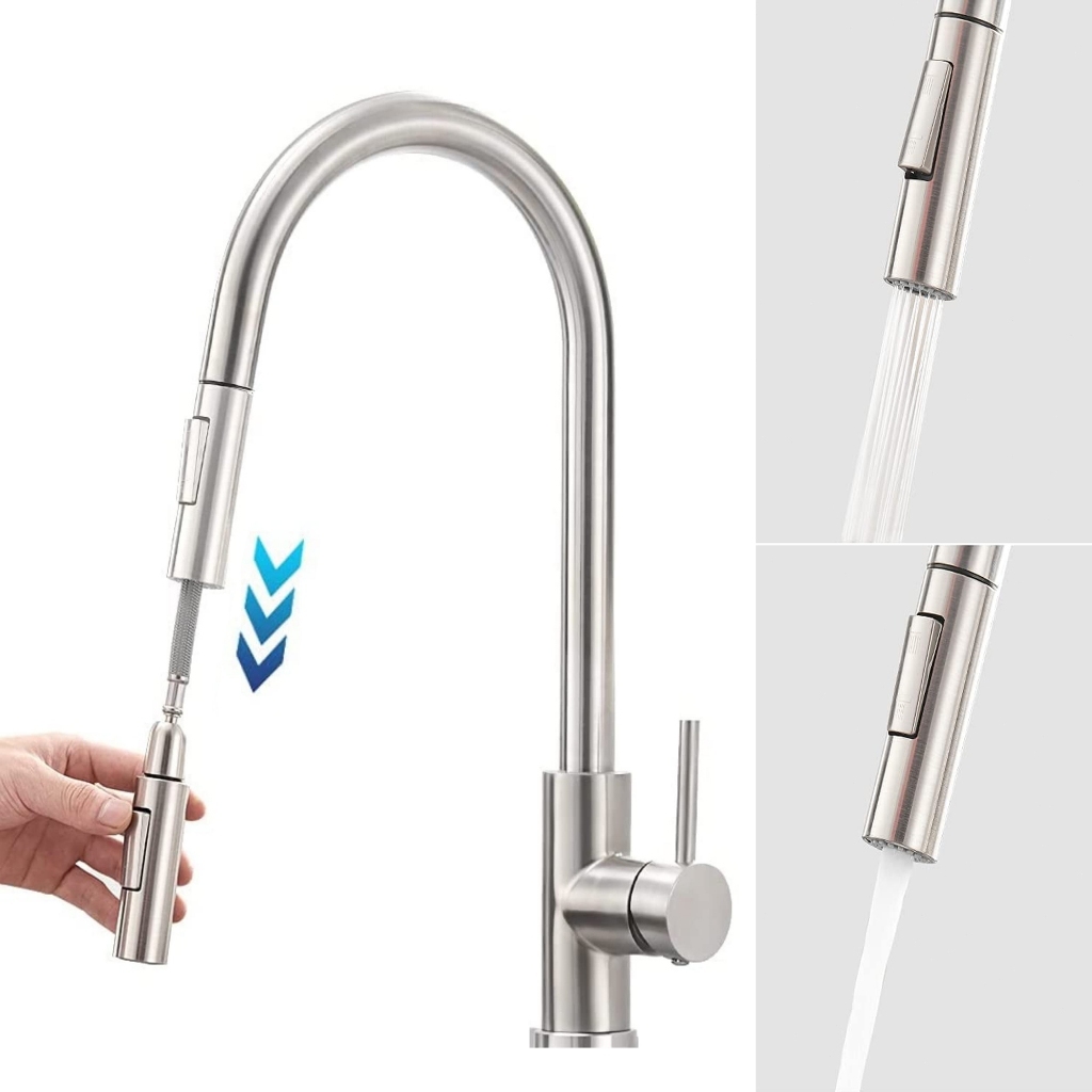 YESOP Torneira Pia Cozinha Gourmet Inox Escovado Com Bica Extensível