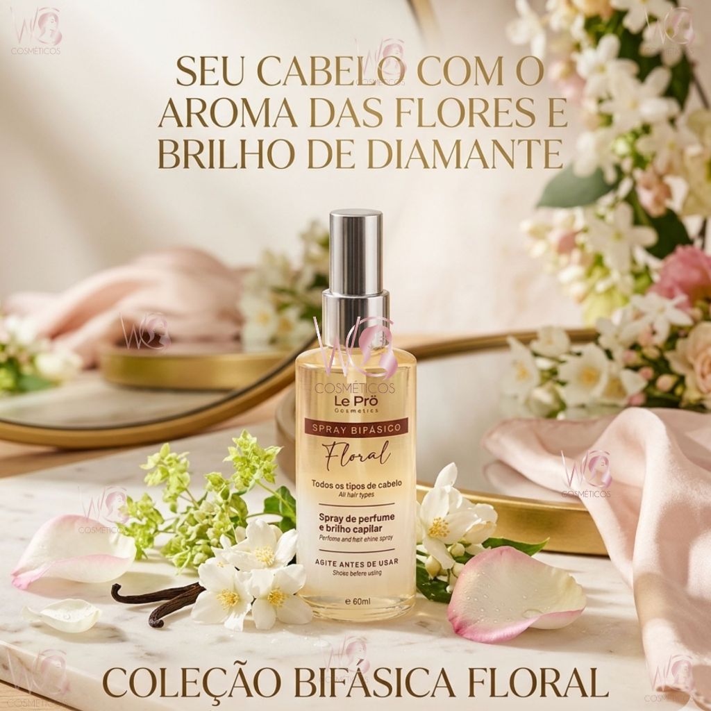 Spray Bifásico Floral Brilho e Perfume - Le Pro Cosmetics