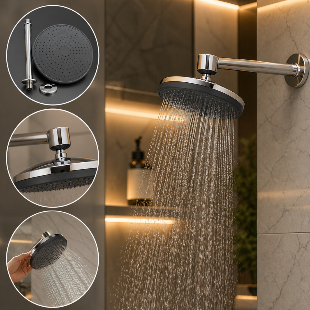 Kit 1 2 Ducha Chuveiro Piscina Jardim Cromado 10 Pol Alta Vazão Água Fria Fácil Instalação Quintal Sauna Área Externa