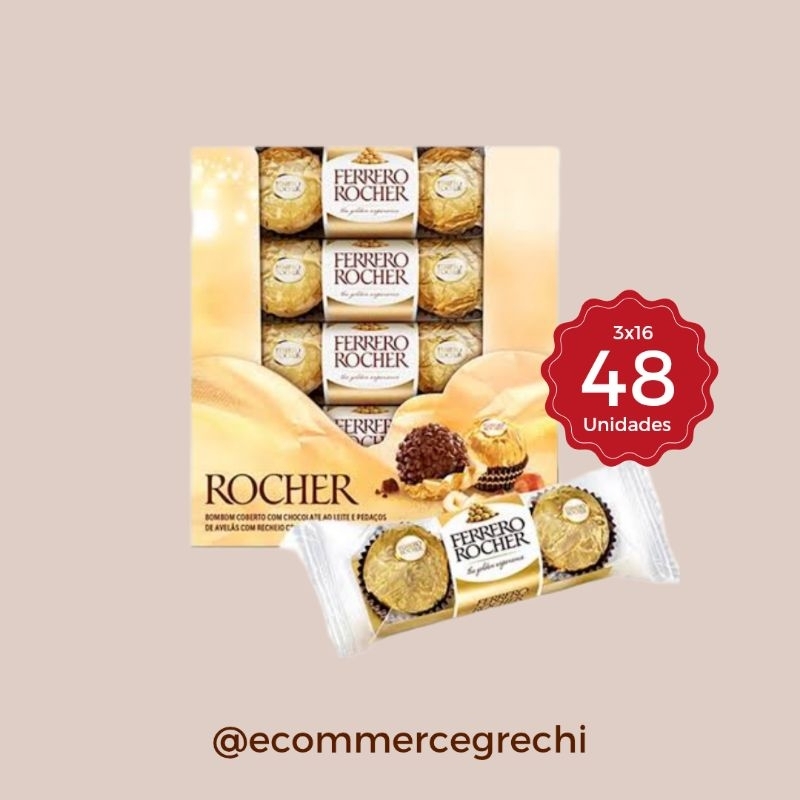 Bombom Ferrero Rocher T3x16 c/48 Unidades (16 pacotes c/3 unidades)