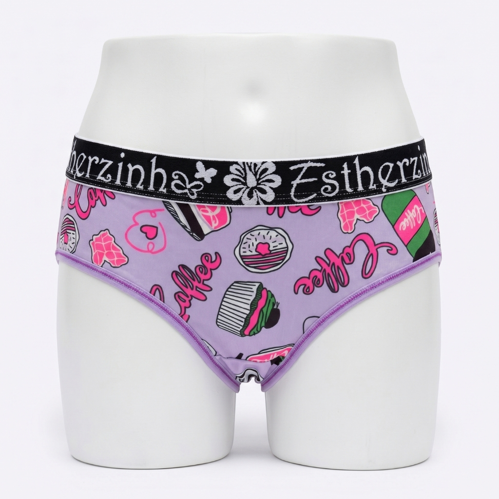 Kit 10 Calcinha Infantil Menina Microfibra Cós Alto Cintura Alta Conforto Estampada