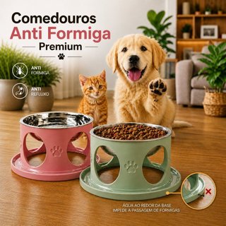 Comedouros Inteligente Anti Formiga para Cachorro e Gato Inox Premium Elevado Anti Reflux…