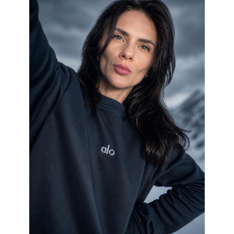 compre agora moletom azul marinho alozinho yoga accolad o UNICO NA SHOPPE COM LOGO 3D