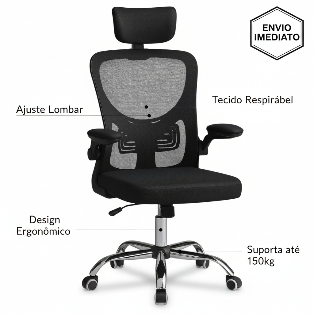 Cadeira Ergonômica Escritório Mesh Reclinável Giratória 🌟 Conforto Premium para Home Office e Gamer