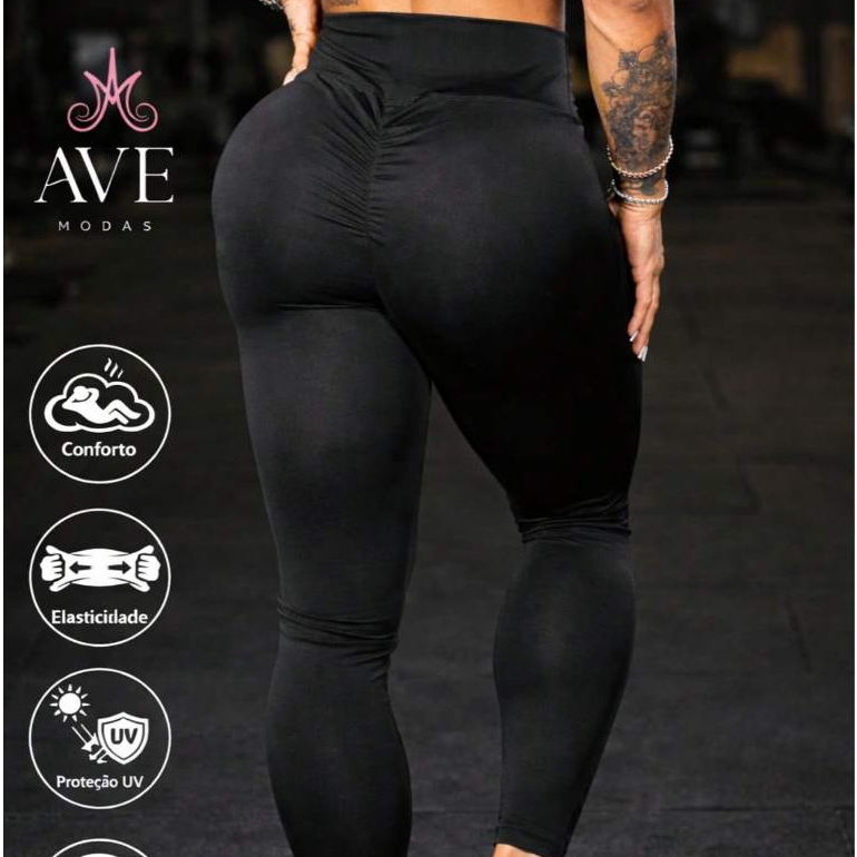 Legging Empina Bumbum Cintura Alta Suplex Feminina Academia Fitness Plus Size