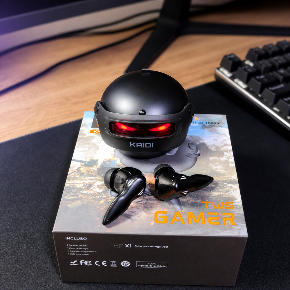 Fone Bluetooth Gamer TWS Kaidi KD-777 | Baixa Latência | LED | Android e iOS  Envio Rápido.