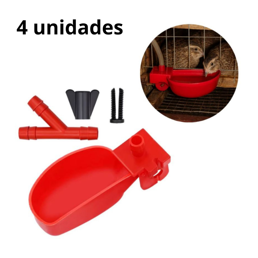 4 Bebedores Automático Concha Copinho Galinhas Franco Pavão Codornas Aves