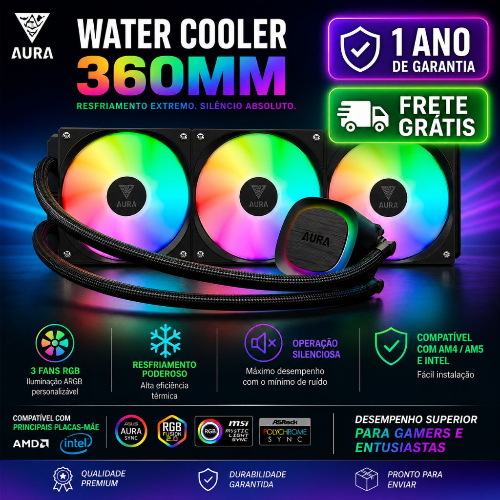 Water Cooler Gamdias Aura GL 360 LITE Preto