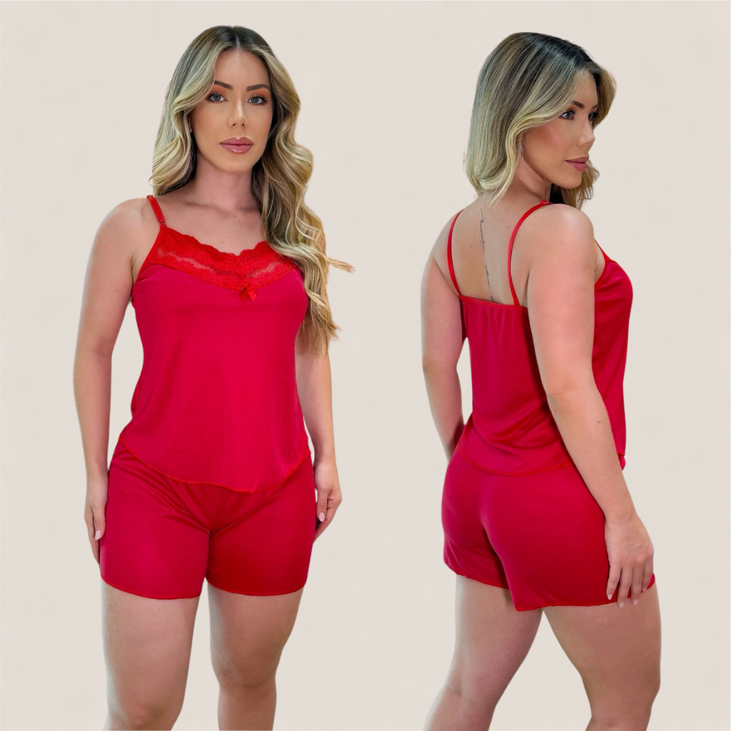 Pijama Baby Doll Sexy Short Doll Feminino Com Detalhes Em Renda Roupa De Dormir Fresquinho Lingerie.