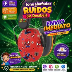 Abafador Homem Aranha 32 DB Autismo Fone Protetor de Som Ouvido Auricular Ruido Super Confortavel Tdah Tea Autista pcd