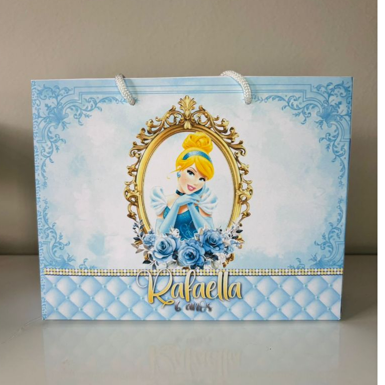 Sacolinhas personalizadas PEGUE E MONTE Cinderela Tamanho M lembrancinha aniversário infantil