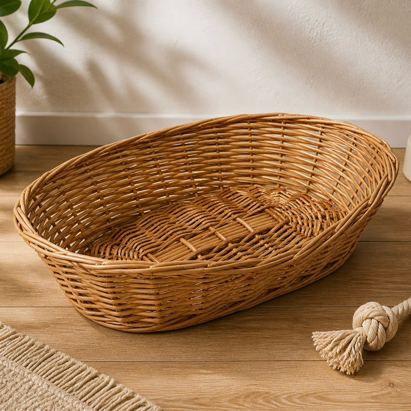Cama de Gato e Cachorro 56x40x14 Pet Vime Natural Envernizado