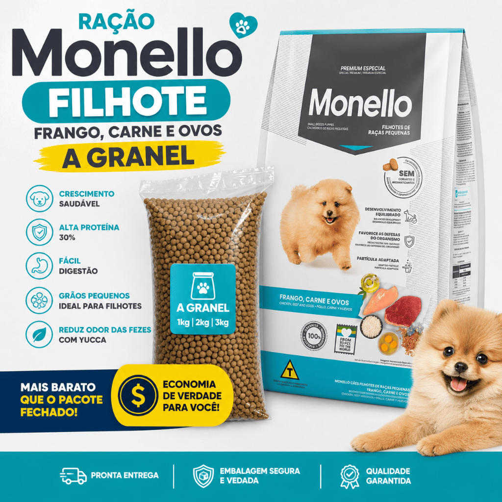 Ração Monello Especial Cachorro Filhotes Raças Pequenas Granel