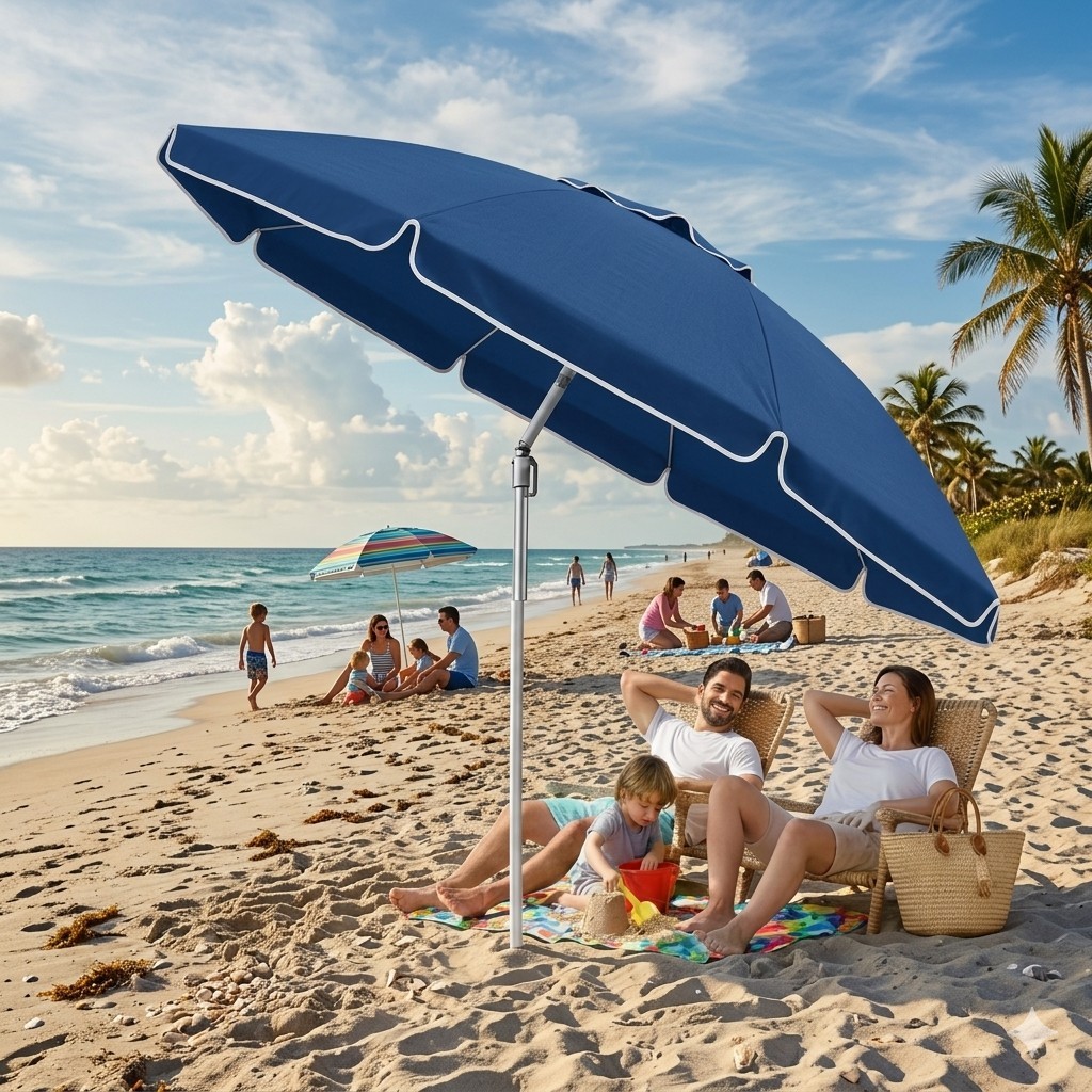 Guarda Sol Gigante 2,40m Uv Praia Piscina Camping Respirável