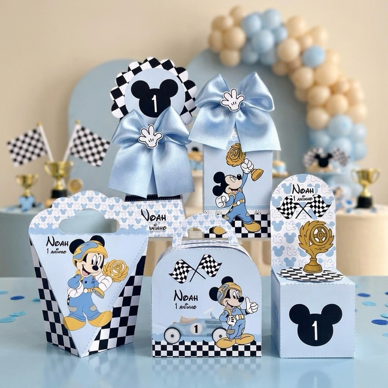 Kit Caixinhas tema Mickey Piloto Personalizadas para Lembrançinhas de Festa Infantil