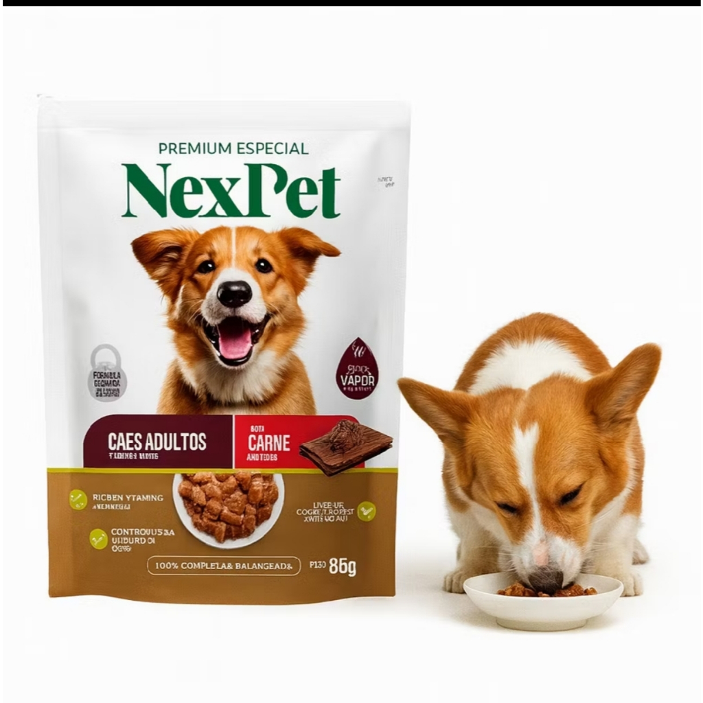 Sache Nexpet Ração úmida para Cães Adultos Caixa com 18un de 85g