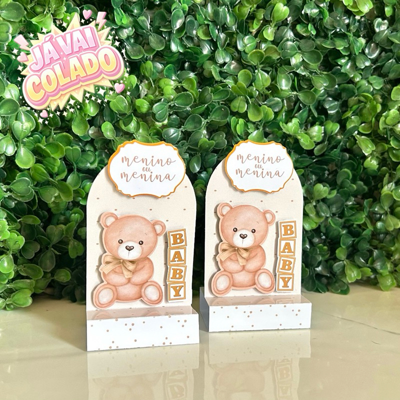 Porta bis duplo Chá Revelação Ursinho para Festa de Aniversário/ Personalizado para Lembrancinhas - JÁ VAI COLADO
