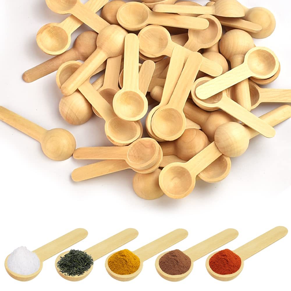 Kit Colher Bambu Jogo Mini Scoop Ideal Para Condimentos Temperos Especiarias Café Sal Açúcar Mel