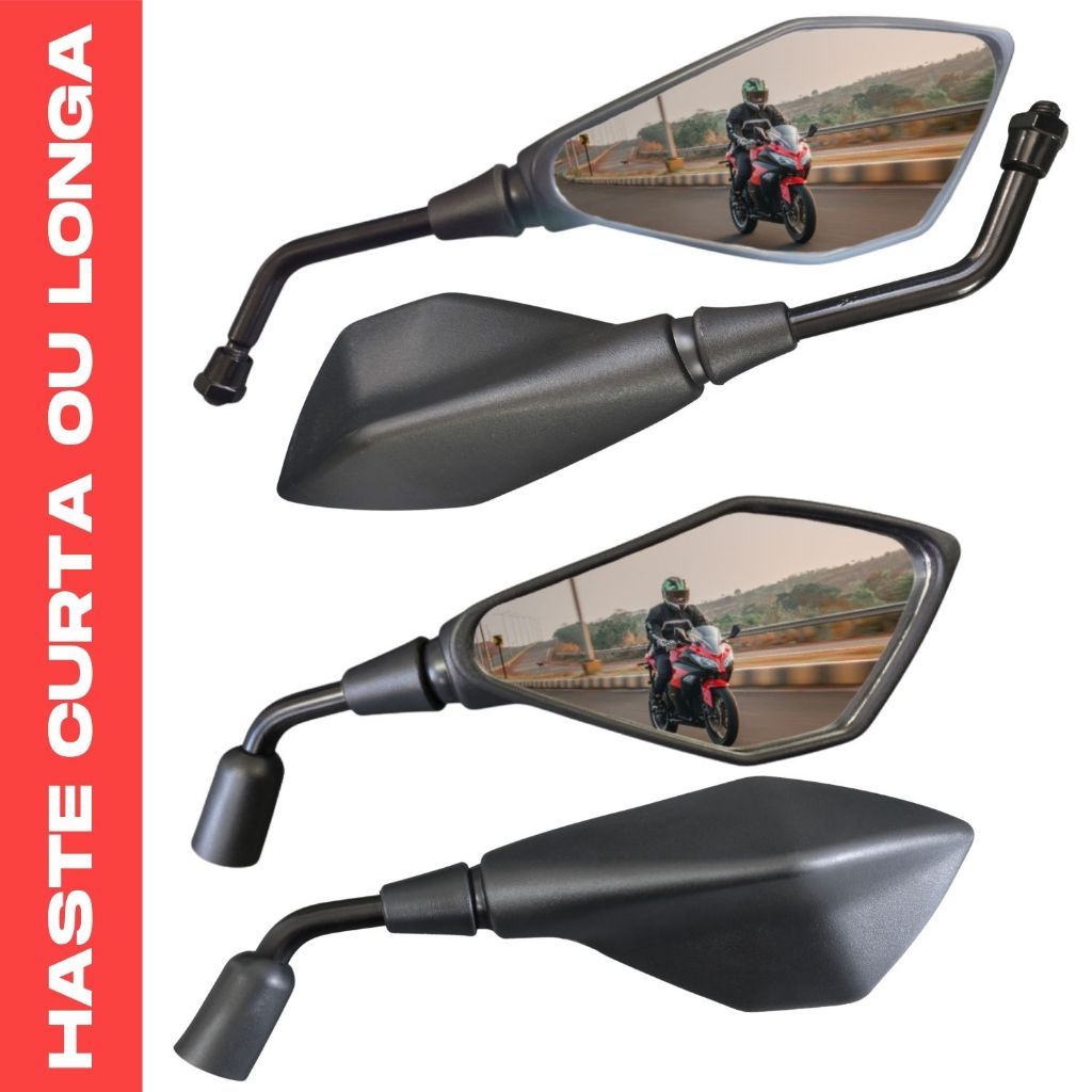 Par Retrovisor Modelo Kawasaki Z400 Haste Longa ou Curta Rosca Honda