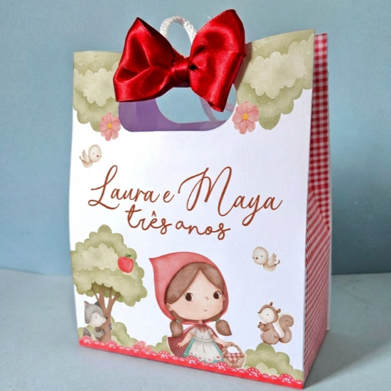 Sacolinha Personalizada para lembrancinha Chapeuzinho vermelho aquarela - Pegue e Monte