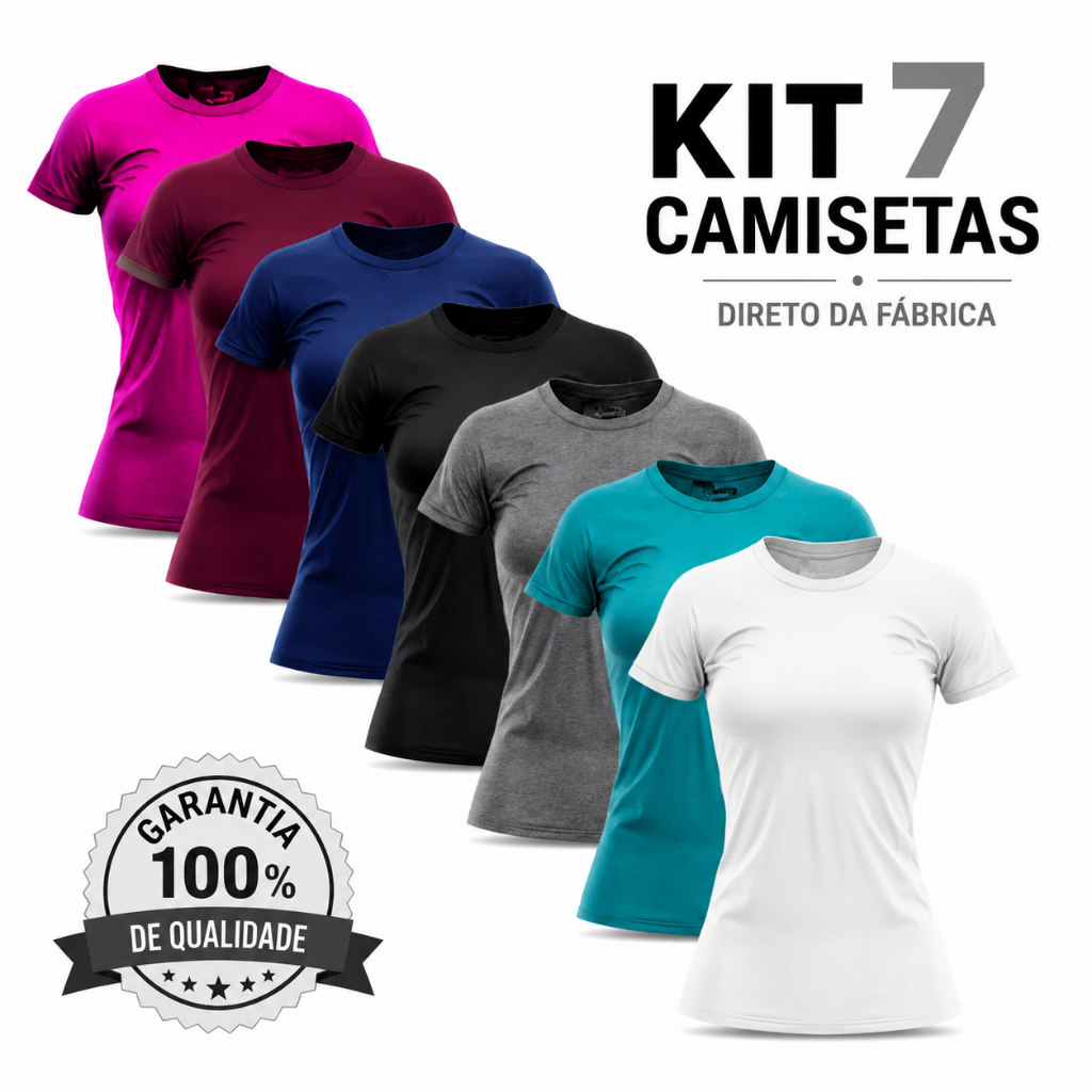 Kit 7 Camisetas Femininas Dry Fit Academia Corrida Treino Caminhada Poliéster Premium
