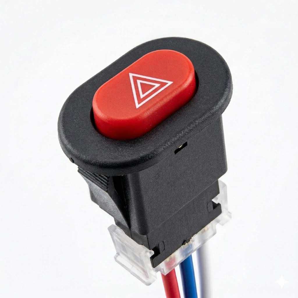 Botão Interruptor Auxiliar 3 Fios Universal Chave Pisca Alerta para Moto Carro Liga Desliga Vermelho