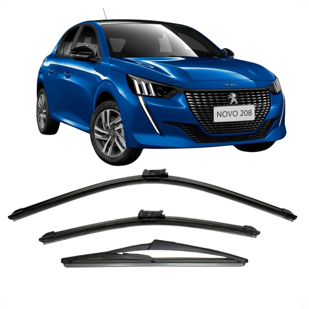 Kit Palhetas Peugeot 208 2021 a 2026 Limpador Parabrisa Dianteiro Traseiro